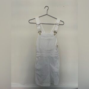 White denim Frame overall shorts shortalls S
